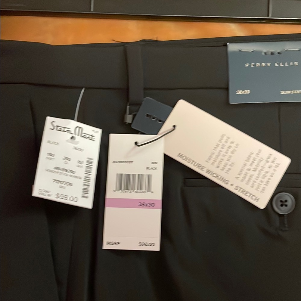 New w tags Perry Ellis Black Stretch Trousers/ pants 38x30